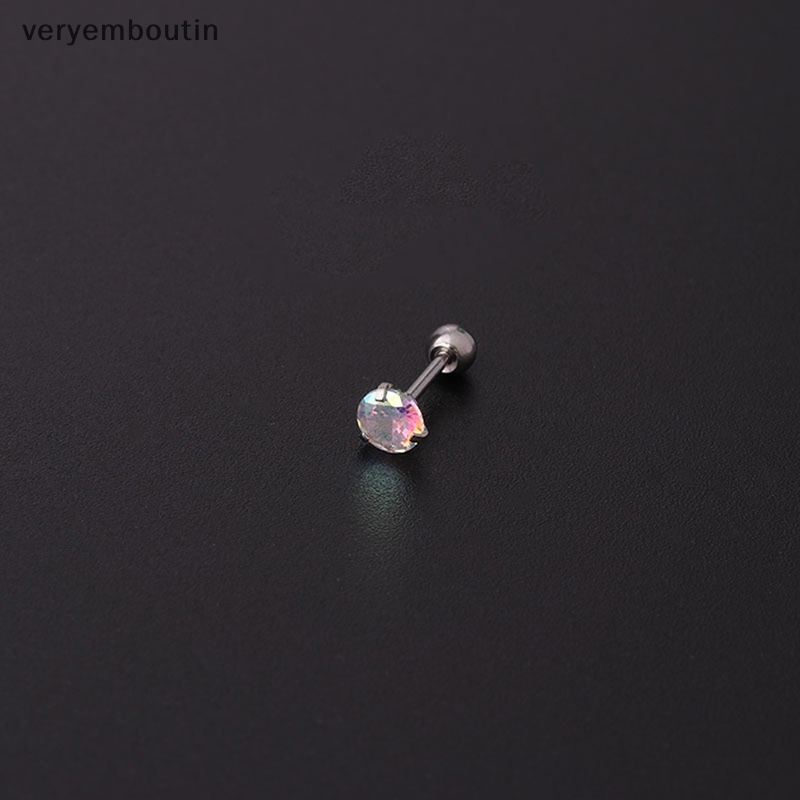 1 Khuyên Tai Dạng Xoắn Ốc Đính Đá Zircon Nhiều Màu
