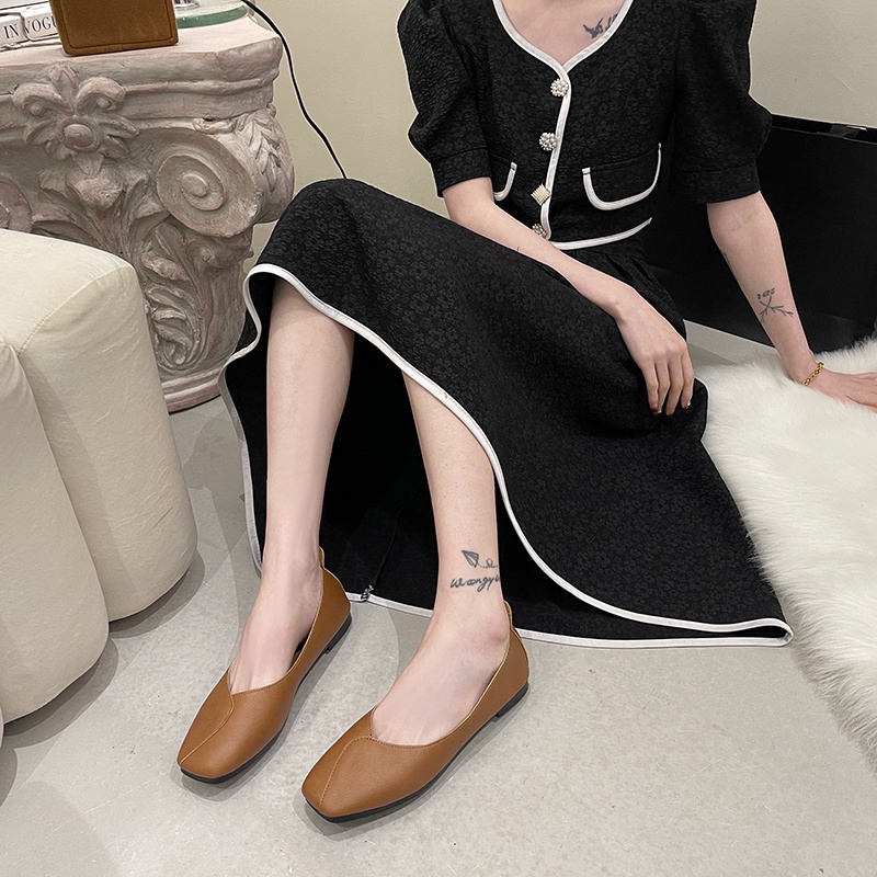 Giày Búp Bê Da Mũi Vuông size Lớn 41 42 43 Thời Trang Công Sở Thanh Lịch Cho Nữ