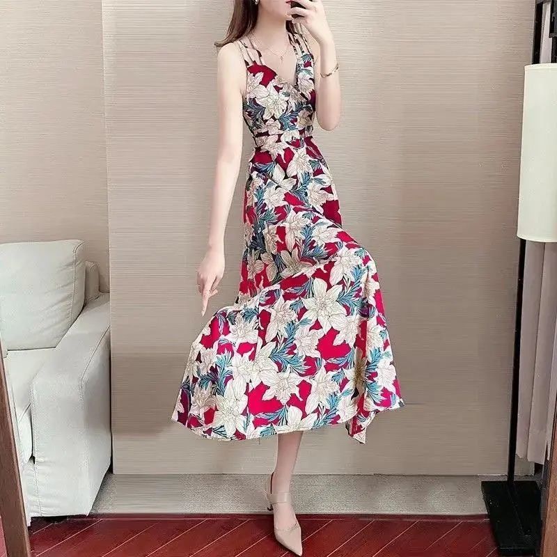 Đầm Hoa Hai Dây Phong Cách Hàn Quốc Thời Trang Quyến Rũ Cho Nữ