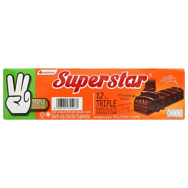 Bánh xốp phủ kem socola Superstar hộp 192g
