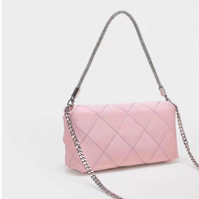 Túi Đeo Chéo Vai Đính Đá Hình Thoi Màu Vàng Đồng Thời Trang Dành Cho Nữ