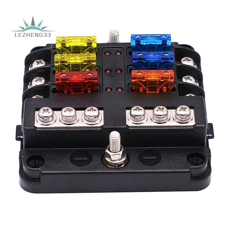 Khối Cầu Chì 6 Hướng Chống Nước Có Đèn LED 12 Mạch Với Hộp Cầu Chì Dc 12 / 24V Cho Xe Hơi / Tàu Thuyền / Xe Tải