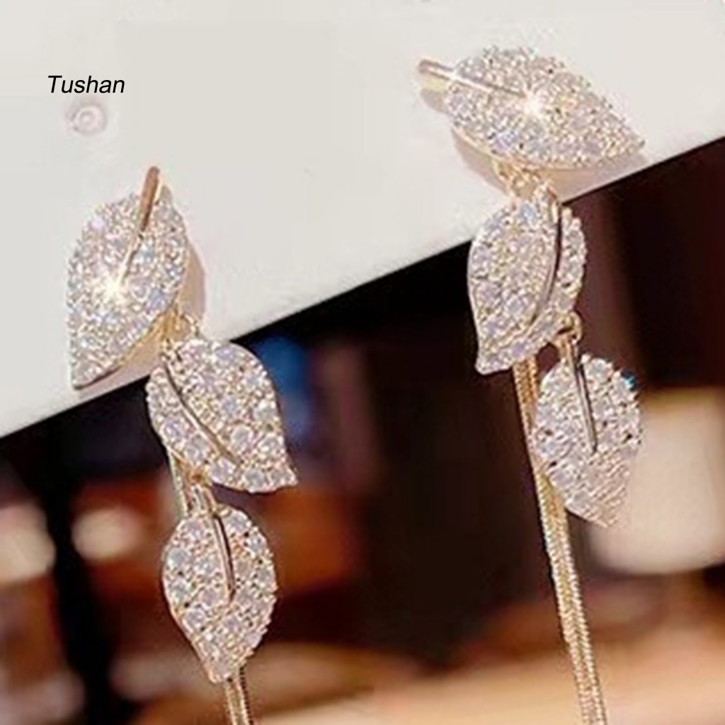 1 Đôi Bông Tai Dáng Dài Hình Chiếc Lá Phong Cách Ins Dành Cho Nữ