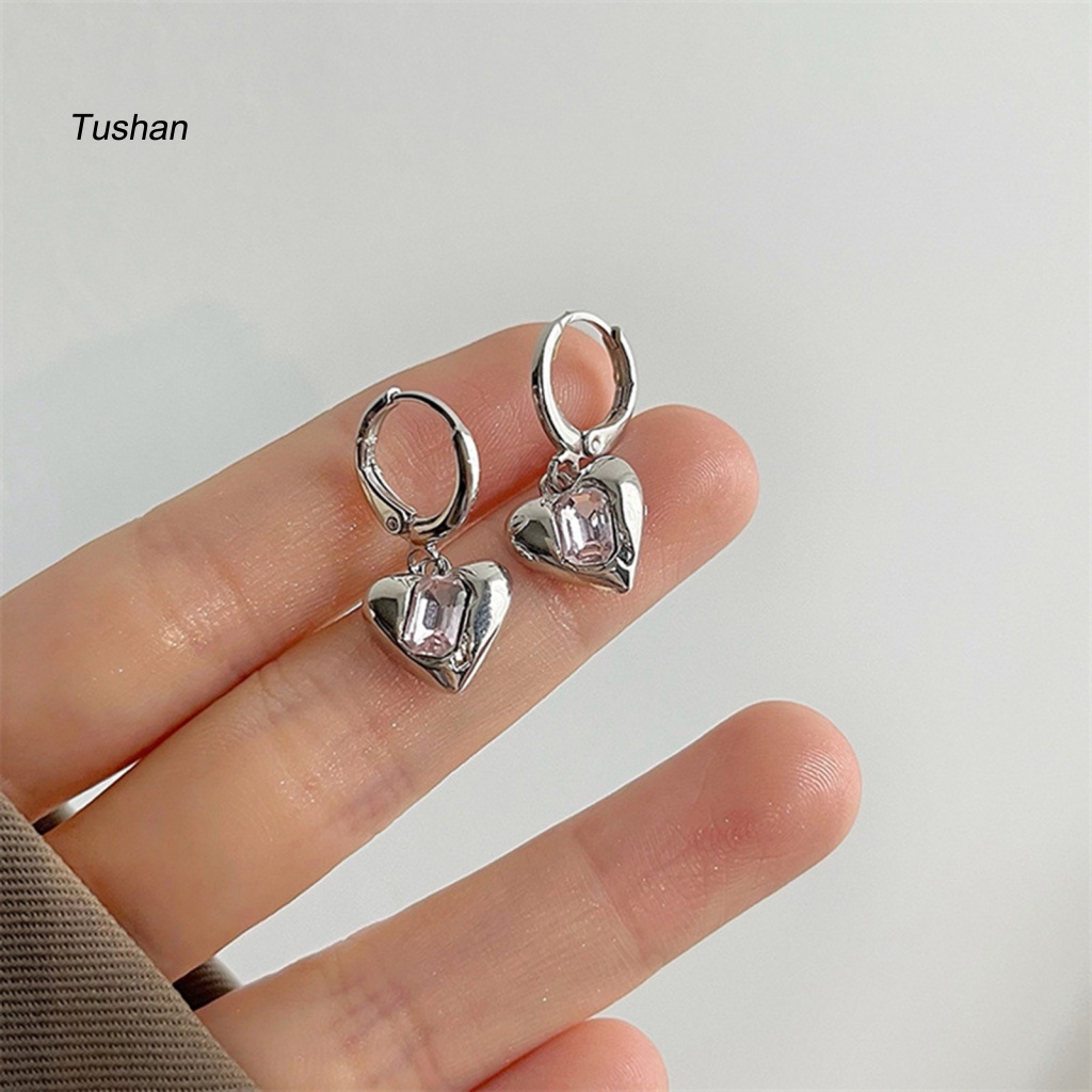 1 Đôi Bông Tai Hình Trái Tim Chống Oxy Hóa Không Phai Màu Thời Trang Cho Nữ