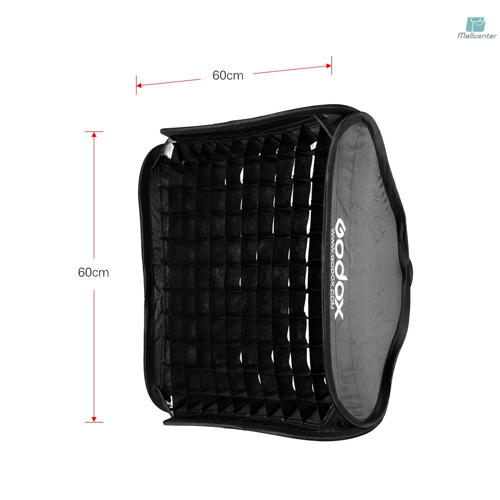 Godox 60 * 60cm/24 * 24inch Flash Softbox Diffuser Inner Grid with S2-type Bracket Bowens Mount Carry Bag for Flash Speedlite Compatible with Godox AD200Pro/V1 series/TT350 series/V860Ⅱ series/AD400Pr