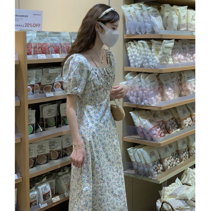 Đầm Hoa Dáng Dài Chiết Eo Thời Trang Mùa Hè Thanh Lịch Cho Nữ