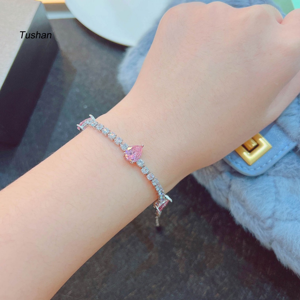 Vòng Tay Cô Dâu Đính Đá Zircon Hình Giọt Nước Có Thể Điều Chỉnh Kích Thước