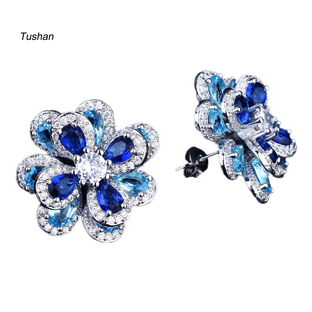 Bộ Trang Sức Mặt Đá Hình Hoa Trà Sang Trọng