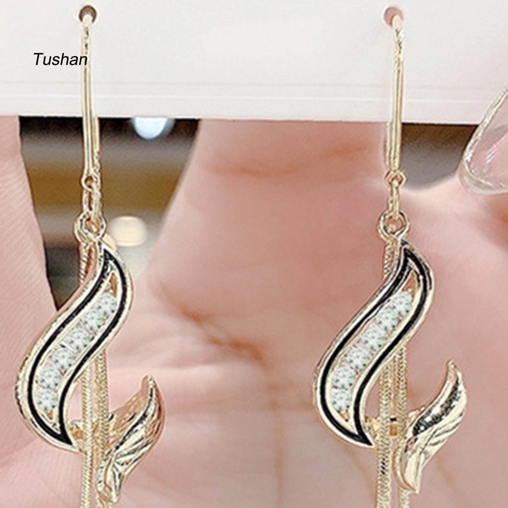 1 Đôi Bông Tai Dáng Dài Đính Ngọc Trai Nhân Tạo Phong Cách Hàn Quốc