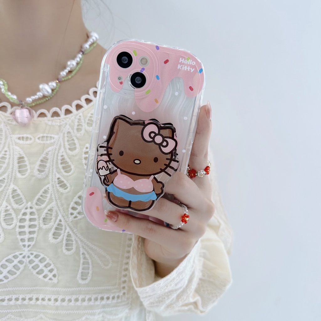 Ốp Điện Thoại TPU Silicone Mềm Trong Suốt Chống Sốc In Hình Hoạt Hình Có Giá Đỡ Cho iPhone 13 12 11 Pro Max 14 Plus