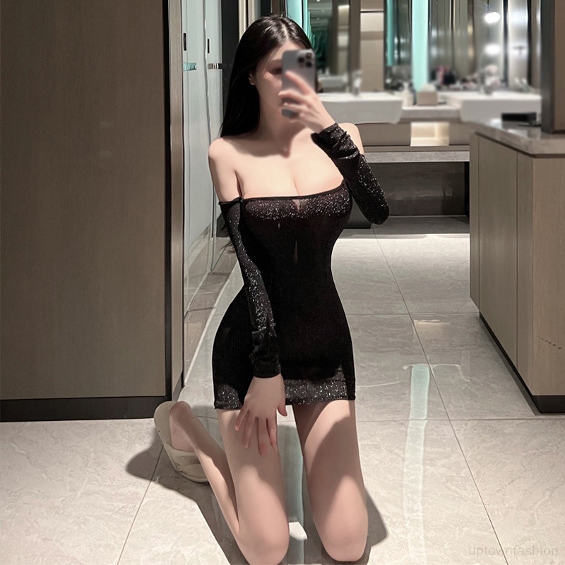 Đầm Tay Dài Cổ Tròn Thiết Kế Đục Lỗ Thời Trang Xuân Hè Phong Cách Hàn Quốc Quyến Rũ Cho Nữ