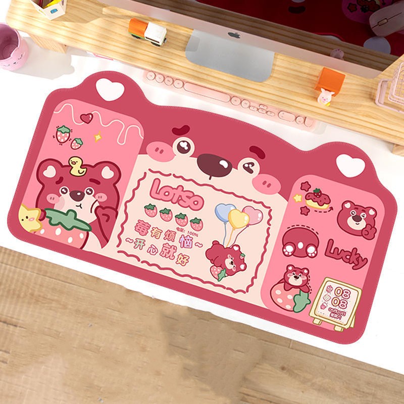 Đệm Lót Chuột Và Bàn Phím Máy Tính Hình Tai Mèo Dễ Thương Dày Dặn Chống Trượt Kích Thước 600 * 300MM / 800 * 400MM