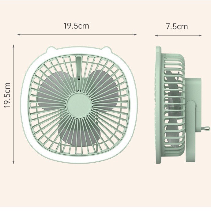 QUẠT TÍCH ĐIỆN TAI THỎ MINI CÓ ĐÈN ĐỂ BÀN, TREO TƯỜNG...