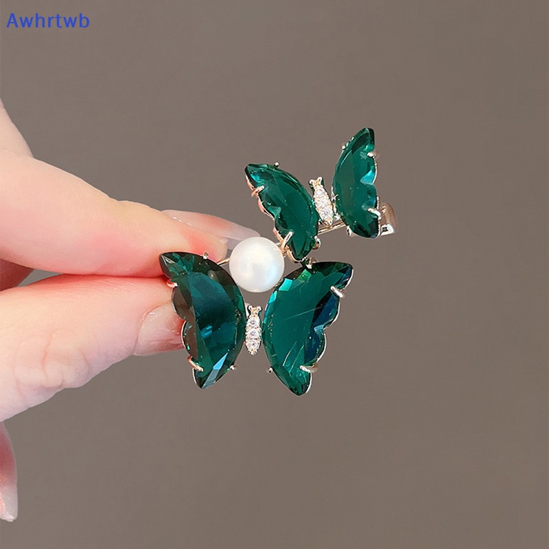 Trâm Cài Áo Hình Bướm Đính Pha Lê Xanh Lá Thời Trang Dành Cho Nữ Mới