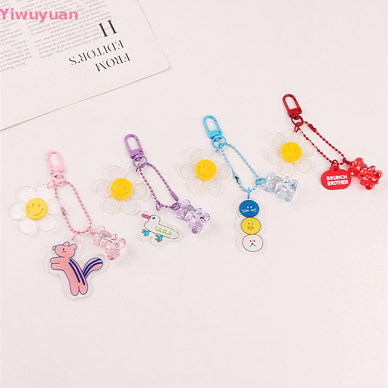 < Yiwuyuan > Móc Khóa Acrylic Trong Suốt Hình Hoa Hướng Dương Màu Kẹo Dễ Thương Mới