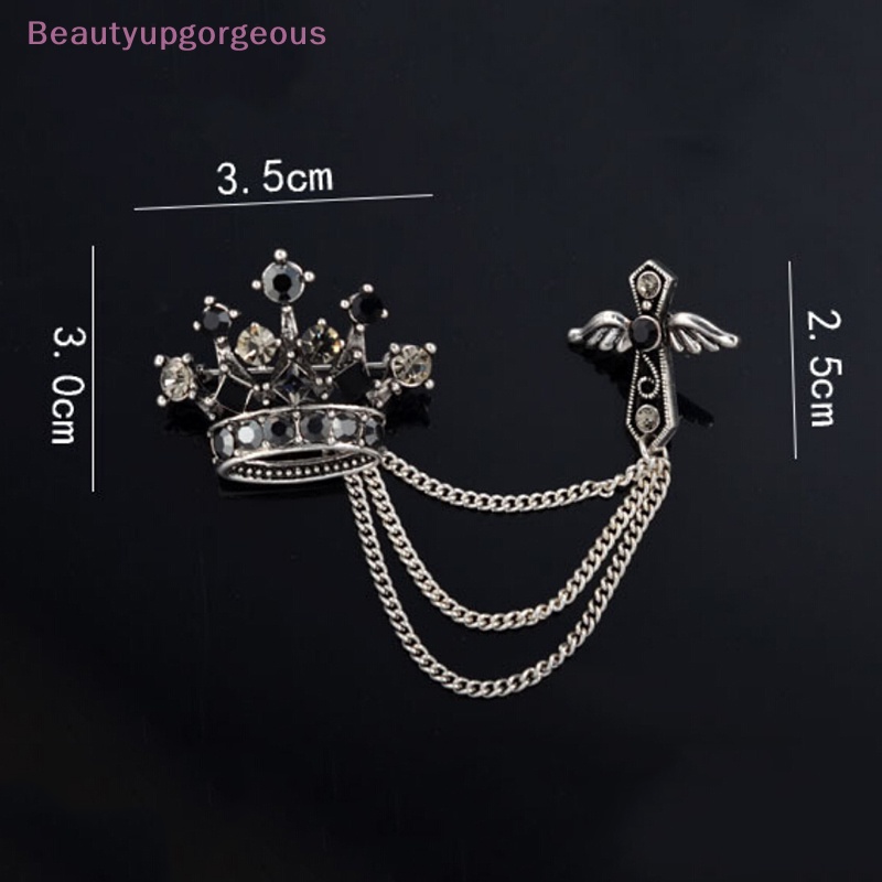 Huy Hiệu Cài Áo Hình Vương Miện / Chữ Thập Đính Đá Phối Tua Rua Thời Trang Cho Nam Và Nữ