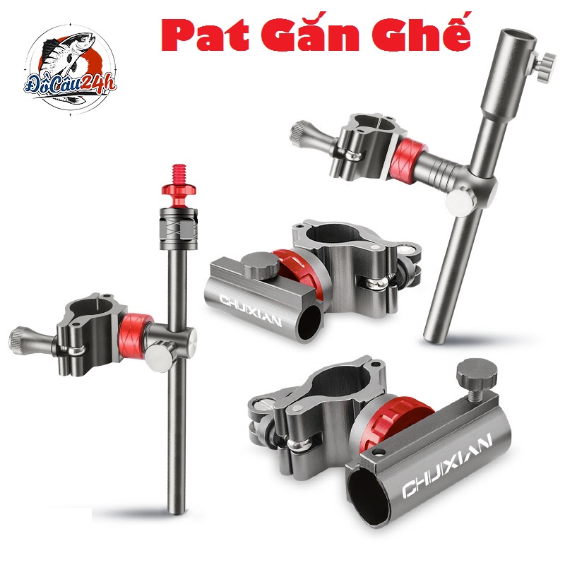 Bộ Pat Gắn Ghế - Pat Rọng Cá - Pat Chống Cần - Pat Khay Mồi - Pat Đèn Câu Cá ChuXuan Xoay 360 Độ Cao Cấp