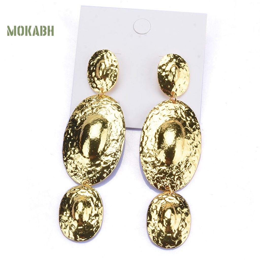 1 Đôi Bông Tai Dáng Dài Bằng Kim Loại Mạ Điện Sáng Bóng Phong Cách Âu Mỹ Dành Cho Nữ