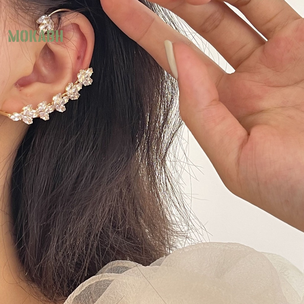 1 Khuyên Kẹp Vành Tai Không Xỏ Lỗ Họa Tiết Hình Học Đính Đá Lấp Lánh Sang Trọng