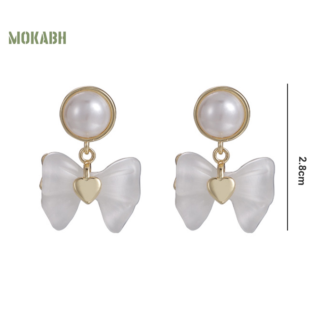 1 Đôi Bông Tai Hình Nơ Đính Ngọc Trai Giả Màu Trắng Phong Cách Pháp Thanh Lịch Thời Trang Cho Nữ