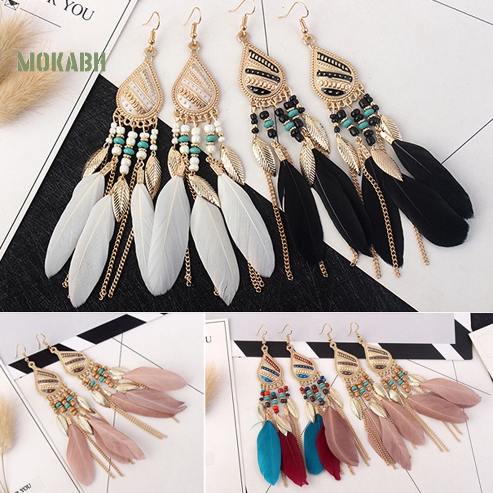 Bông Tai Lông Vũ DáNg DàI Phong CáCh Vintage