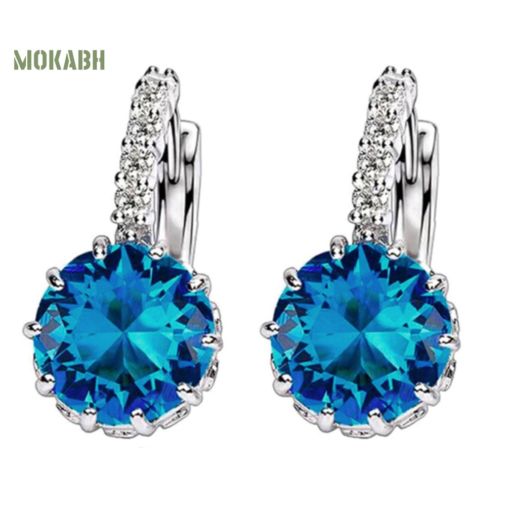 Bông Tai Tròn Đính Đá Zircon Thời Trang Cho Nữ