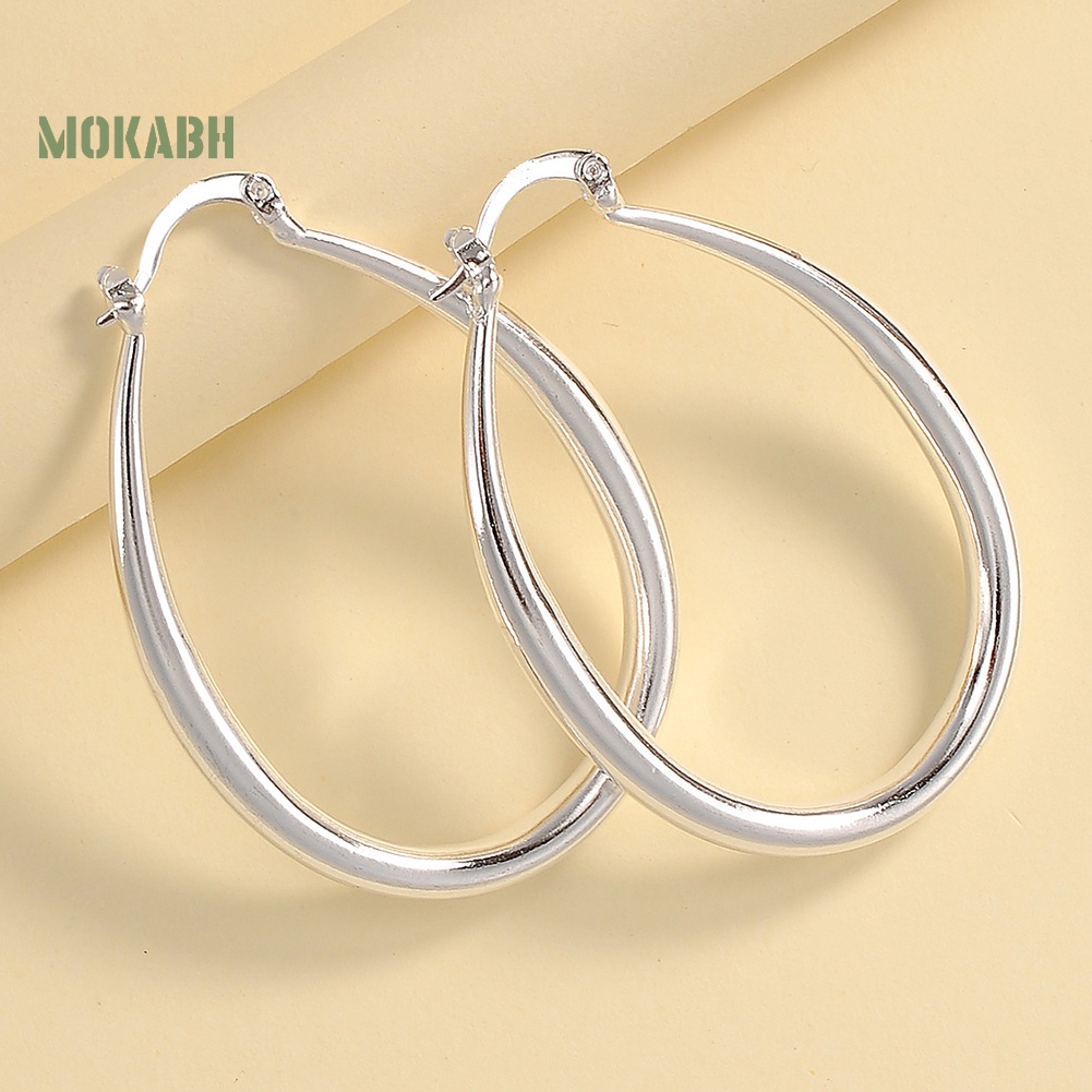 1 Đôi Bông Tai Hợp Kim Hình Oval Đơn Giản Dành Cho Nữ