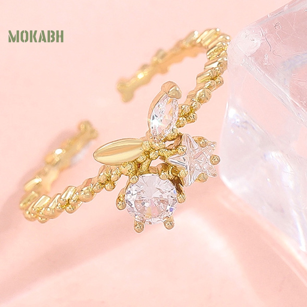 Nhẫn Thời Trang Hình Học / Ngôi Sao / Trái Cherry Đính Đá Có Thể Điều Chỉnh Kích Cỡ