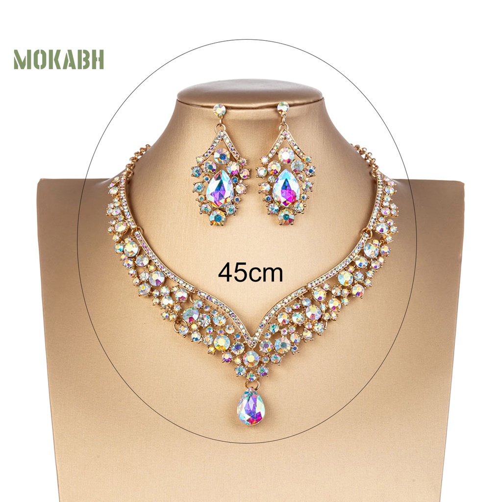 1 Bộ Vòng cổ + Bông Tai Hình Giọt Nước Có Thể Điều Chỉnh Kích Thước