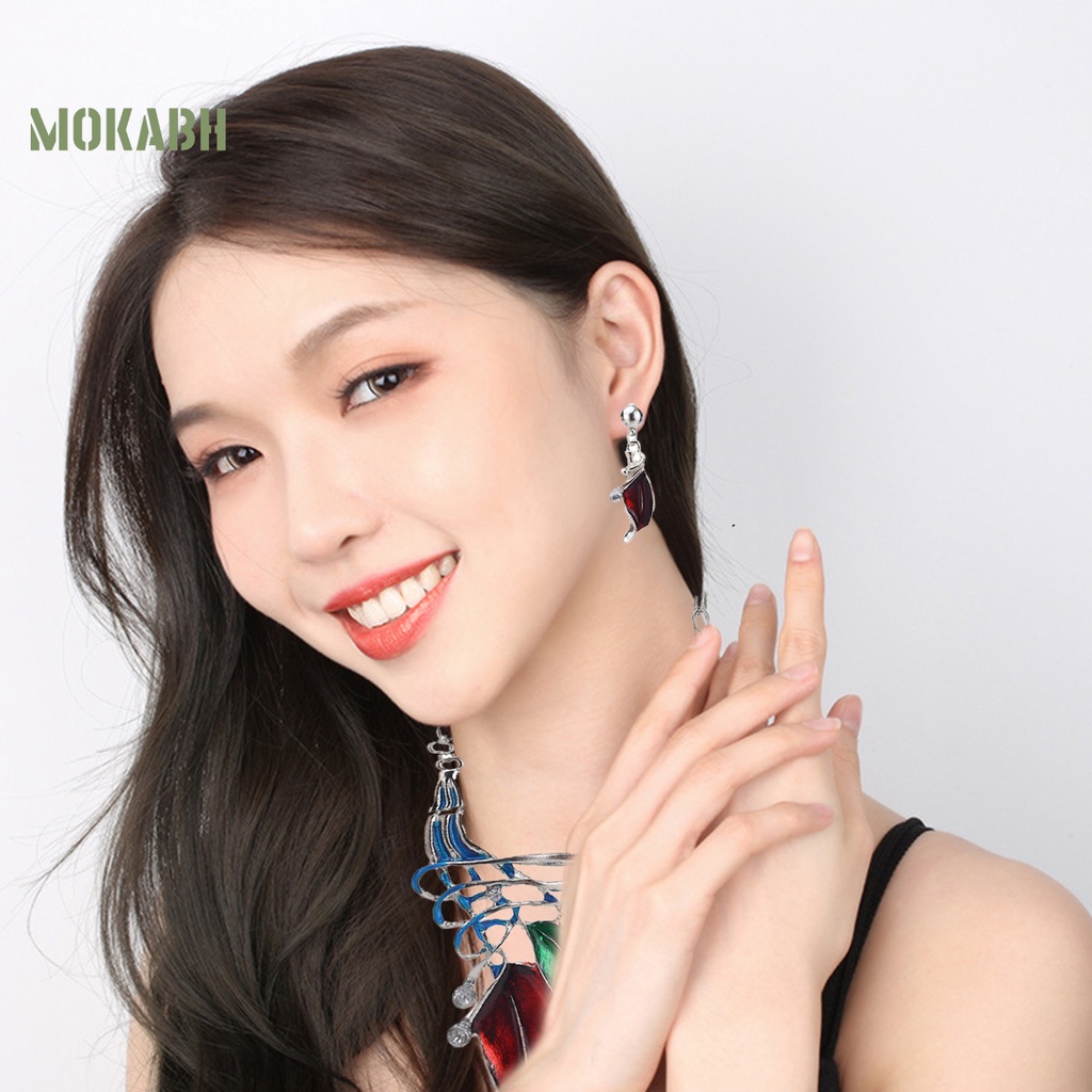 1 Bộ Vòng cổ + Bông Tai Nhiều Lớp Hình Chiếc Lá Tráng Men Thời Trang