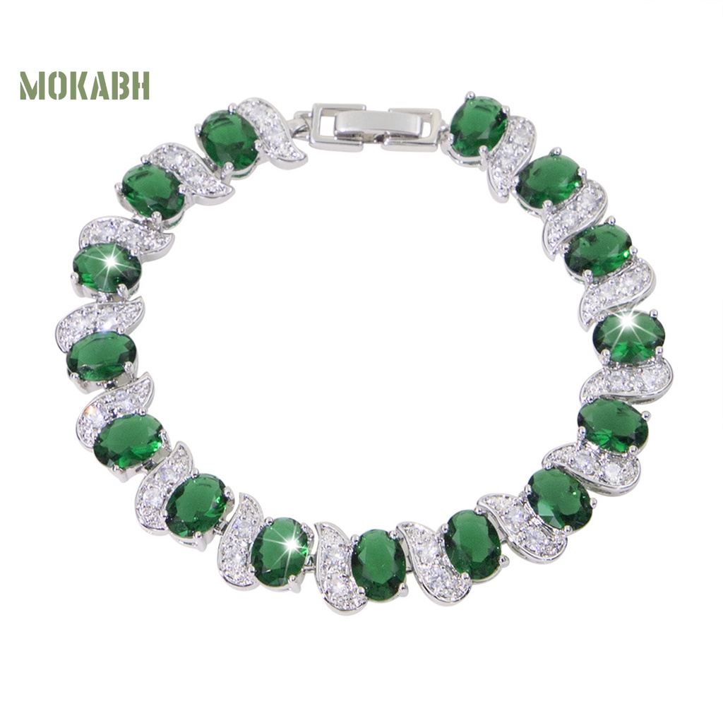 Vòng Tay Hình Chiếc Lá Đính Đá Màu Xanh Dương Thanh Lịch Tùy Chỉnh Thời Trang Cho Nữ