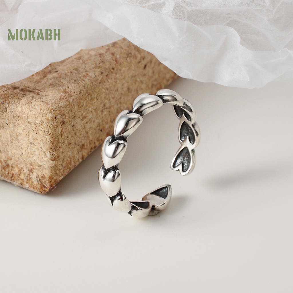 Nhẫn Hình Trái Tim Nhỏ Màu Bạc Không Gây Dị Ứng Phong Cách Cổ Điển Thời Trang Cho Nữ