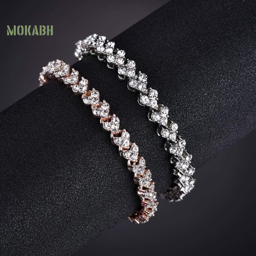 Vòng Tay Giả Pha Lê Họa Tiết Trái Tim Lấp Lánh Thời Trang Cho Nữ