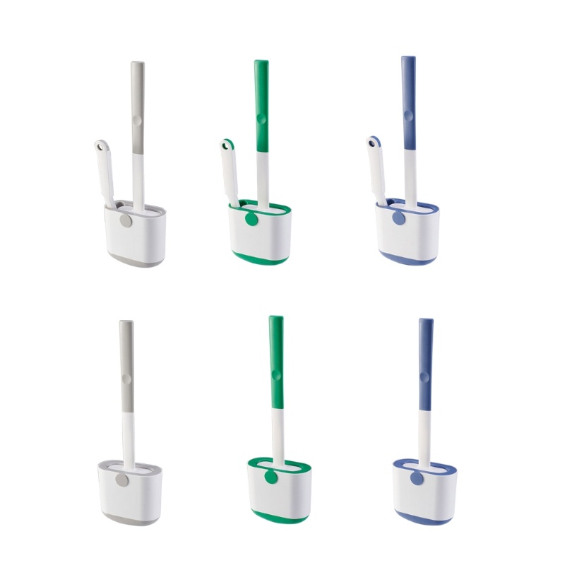 Bộ Bàn Chải Cọ Bồn Cầu Bằng Silicon Tay Cầm Dài Mềm Mại Tiện Dụng