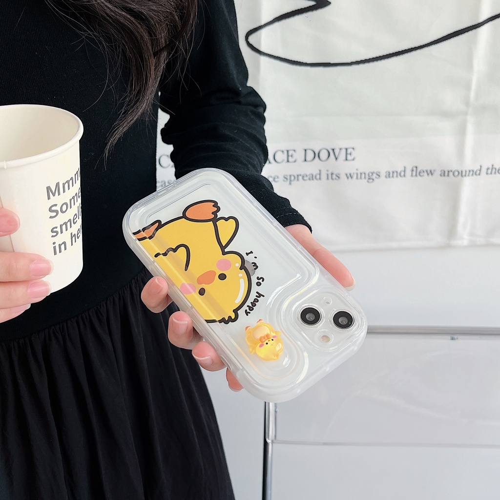 Ốp Điện Thoại TPU Dẻo Trong Suốt Họa Tiết Hoạt Hình Chú Vịt Vàng Dễ Thương Cho iPhone 14 Plus 13 12 11 Pro Max