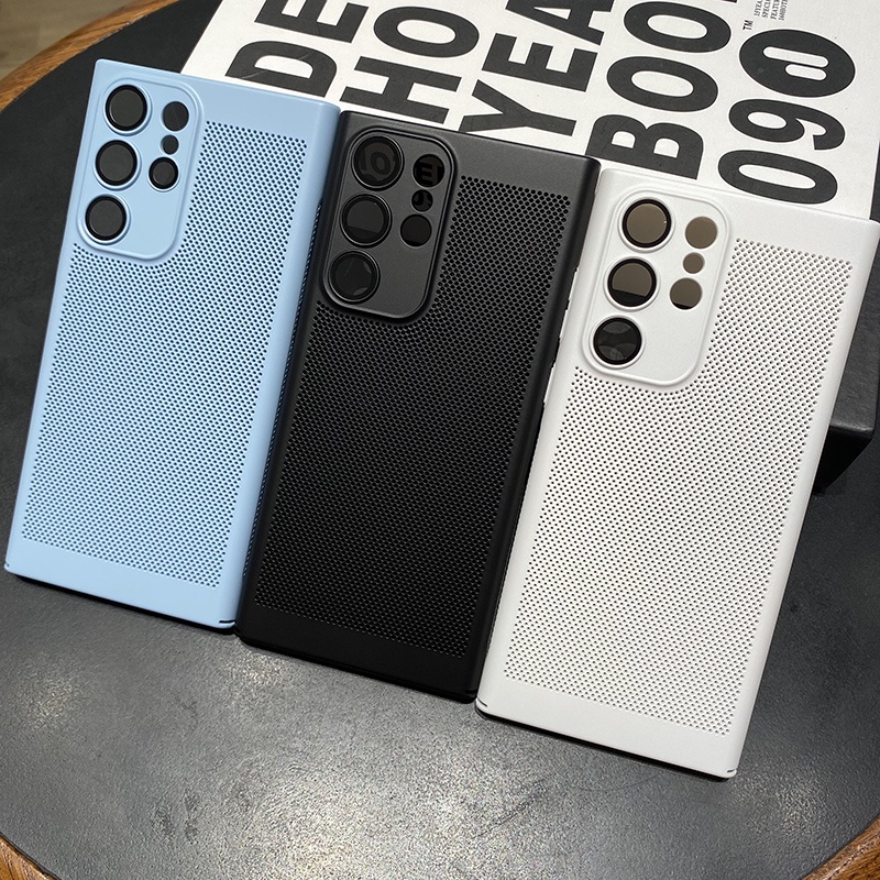 Ốp Điện Thoại Tản Nhiệt Thoáng Khí Sang Trọng Cho Samsung S23 Ultra S22 S21 FE Note 20 10 Pro