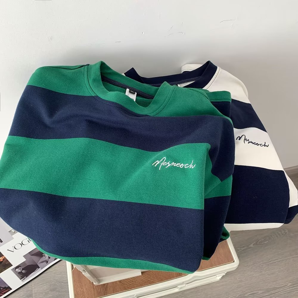 Áo Thun Tay Ngắn Họa Tiết Sọc Phong Cách Retro Thời Trang Cho Nam