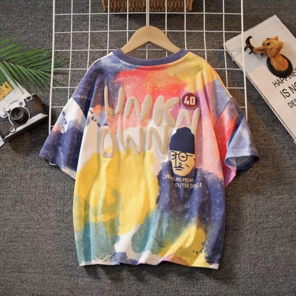 Áo Thun Cotton Tay Ngắn Màu Sắc Tương Phản Thời Trang Mùa Hè Cho Bé