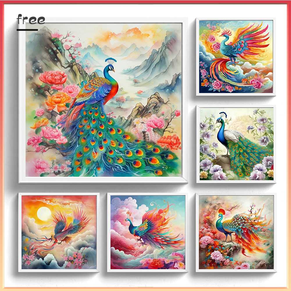 Tranh Đính Đá Kim Cương Toàn Bộ 5D DIY Hình Vẽ Công Phượng Hoàng
