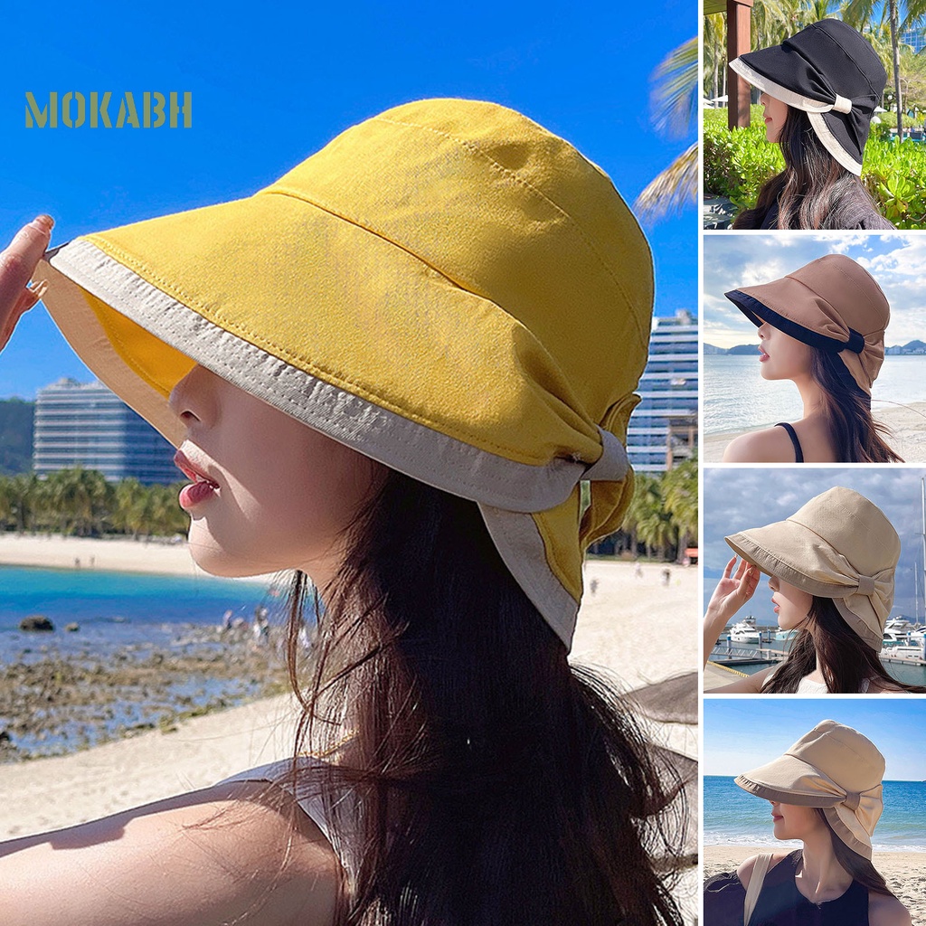 Nón Tai Bèo Vành Rộng Thoáng Khí Màu Sắc Tương Phản Thời Trang Mùa Hè Cho Nữ