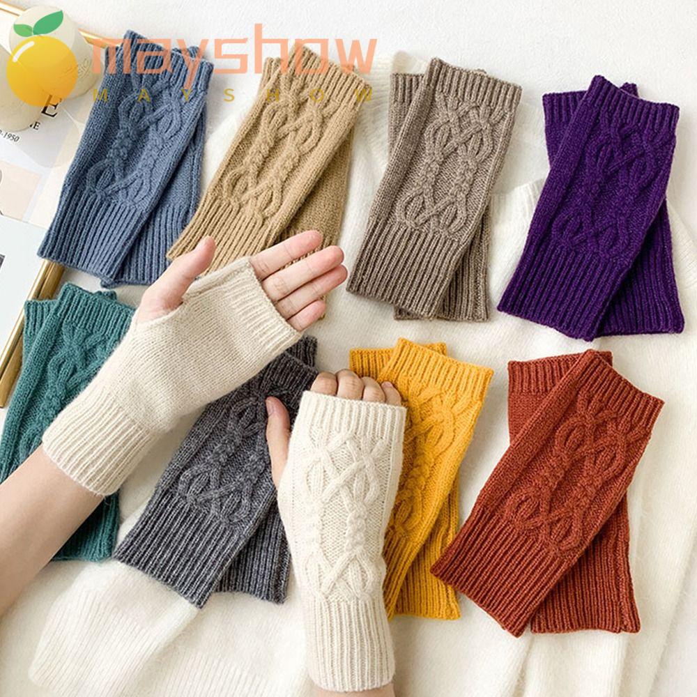 Găng Tay Len Hở Ngón Dày Dặn Giữ Ấm Mùa Thu Đông