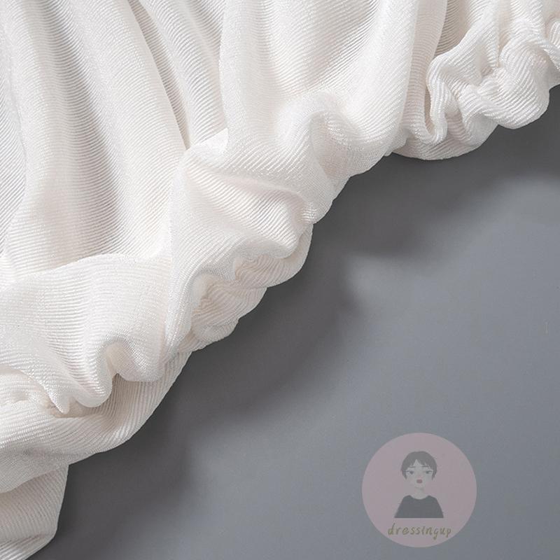 Áo Thun Tay Ngắn Cổ Tròn Xếp Ly Màu Trơn Thời Trang Mùa Hè Xinh Xắn Cho Nữ