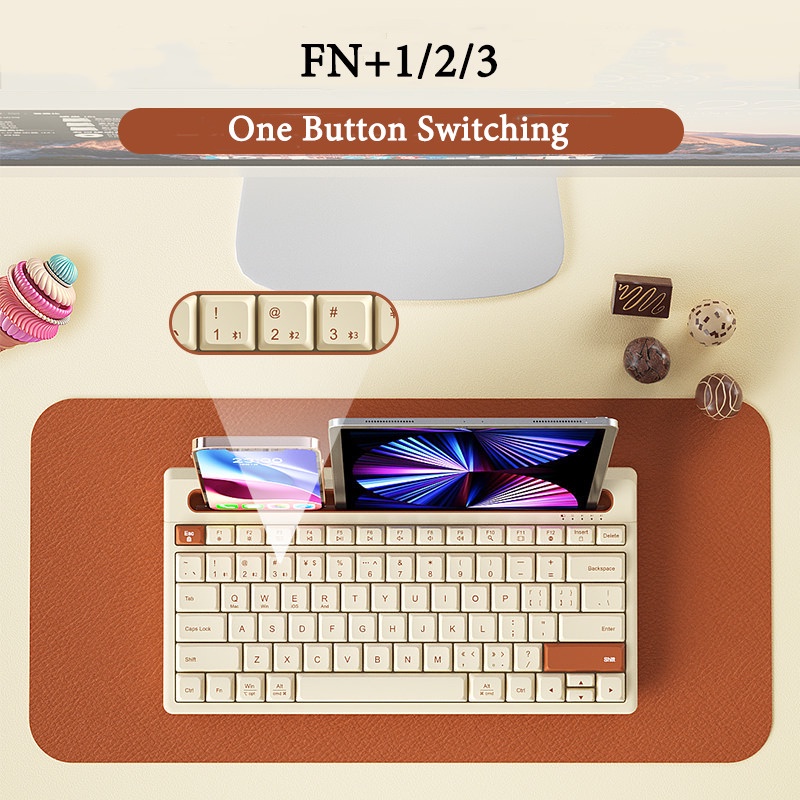 Bàn Phím Không Dây bluetooth 79 Phím Có Giá Đỡ Cho windows android laptop notebook