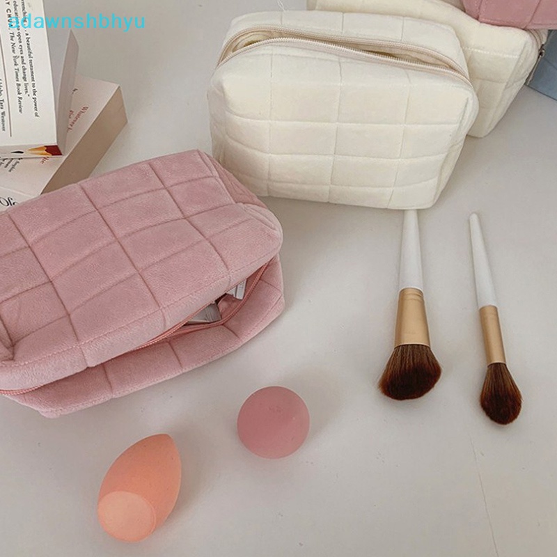 1 Túi Đựng Mỹ Phẩm adawnshbhyu Cỡ Lớn Bằng Lông Màu Trơn Có Khóa Kéo Tiện Dụng Mang Theo Du Lịch Cho Nữ