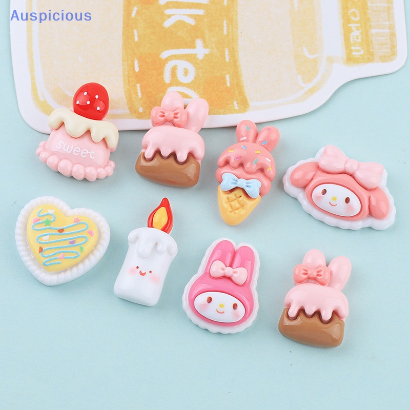 Set 10 Phụ Kiện Kẹp Tóc / Điện Thoại Hình Bánh Kem / Động Vật Hoạt Hình Bằng Nhựa Resin Lấp Lánh DIY