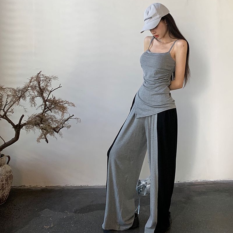 COZOK Set Áo Không Tay + Quần Dài Lưng Cao Thời Trang Retro Cho Nữ