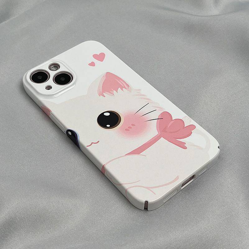 Ốp Điện Thoại Cứng In Hình Mèo Trắng Đen Cho iphone 14 13 12 11 pro max 7 8 plus x xs xr xsmax