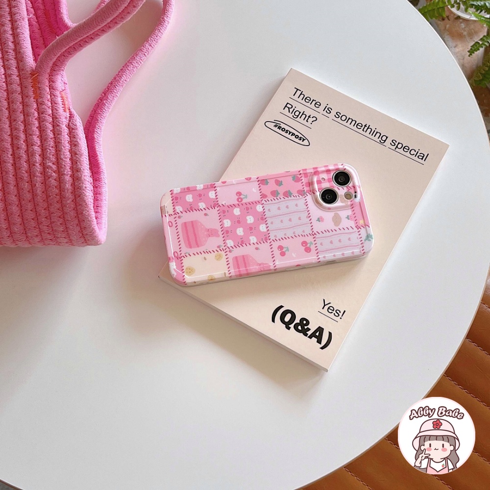 Ốp Điện Thoại IMD Mềm Họa Tiết Sọc Caro Màu Hồng Chống Bẩn Cho IPhone 14 Pro Max 11 12 Pro Max