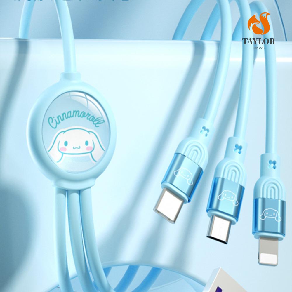 Dây Cáp Sạc / Truyền Dữ Liệu Loại C 3 Trong 1 66w 3 Trong 1 Họa Tiết Hoạt Hình Kuromi Dễ Thương