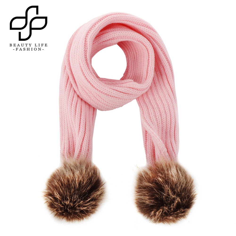 Bộ 1 / 2 Khăn Choàng Cổ Bằng Lông Nhân Tạo Giữ Ấm Mùa Đông Dễ Thương Cho Bé